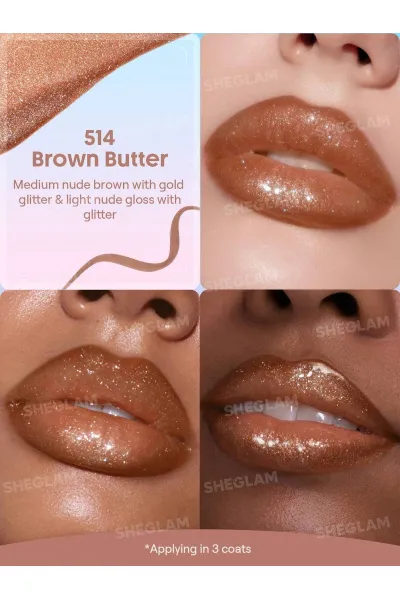  تصویر 1 : تینت لب پیل‌آف و برق لب دو سر رنگ Brown Butter شیگلم Sheglam 