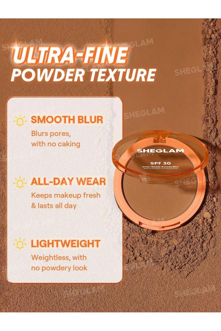 مشخصات پودر فیکس و محافظت کننده SPF 30 رنگ Cocoa Loco شیگلم Sheglam Insta-Ready Sunset Blur Setting Powder مشخصات پودر فیکس و محافظت کننده SPF 30 رنگ Cocoa Loco شیگلم Sheglam Insta-Ready Sunset Blur Setting Powder