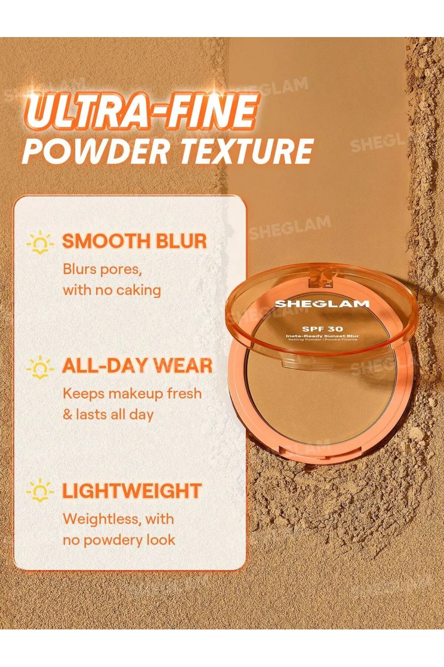 ترکیبات مؤثر پودر فیکس و محافظت کننده SPF 30 رنگ Smooth Sand شیگلم Sheglam Sheglam Insta-Ready Sunset Blur Setting Powder-13 Smooth Sand ترکیبات مؤثر پودر فیکس و محافظت کننده SPF 30 رنگ Smooth Sand شیگلم Sheglam Sheglam Insta-Ready Sunset Blur Setting Powder-13 Smooth Sand