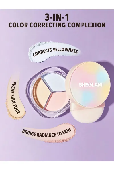  تصویر 1 : پودر فیکس سه رنگ اصلاح کننده و تثبیت کننده آرایش شیگلم Sheglam 
