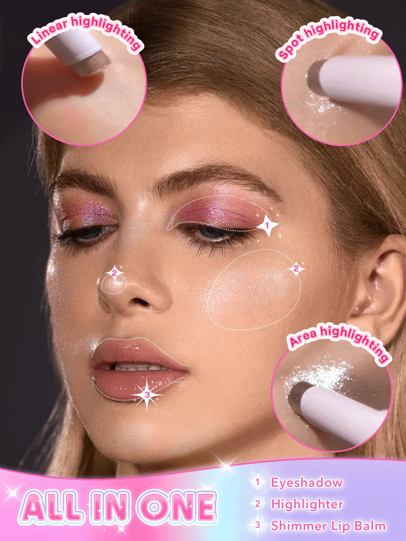  تصویر 3 : سایه استیکی ژله‌ای کریستال رنگ Golden Girl شیگلم Sheglam 
