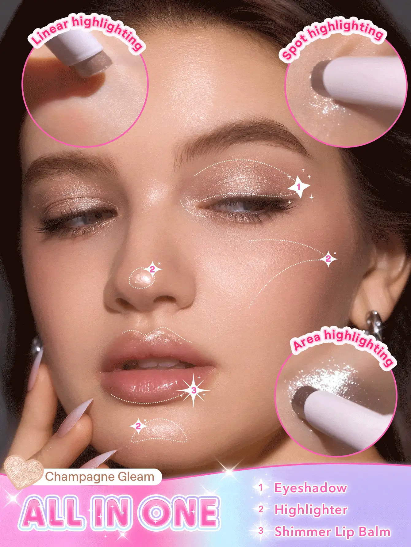  تصویر 4 : سایه استیکی ژله‌ای کریستال رنگ Violet Crush شیگلم Sheglam 