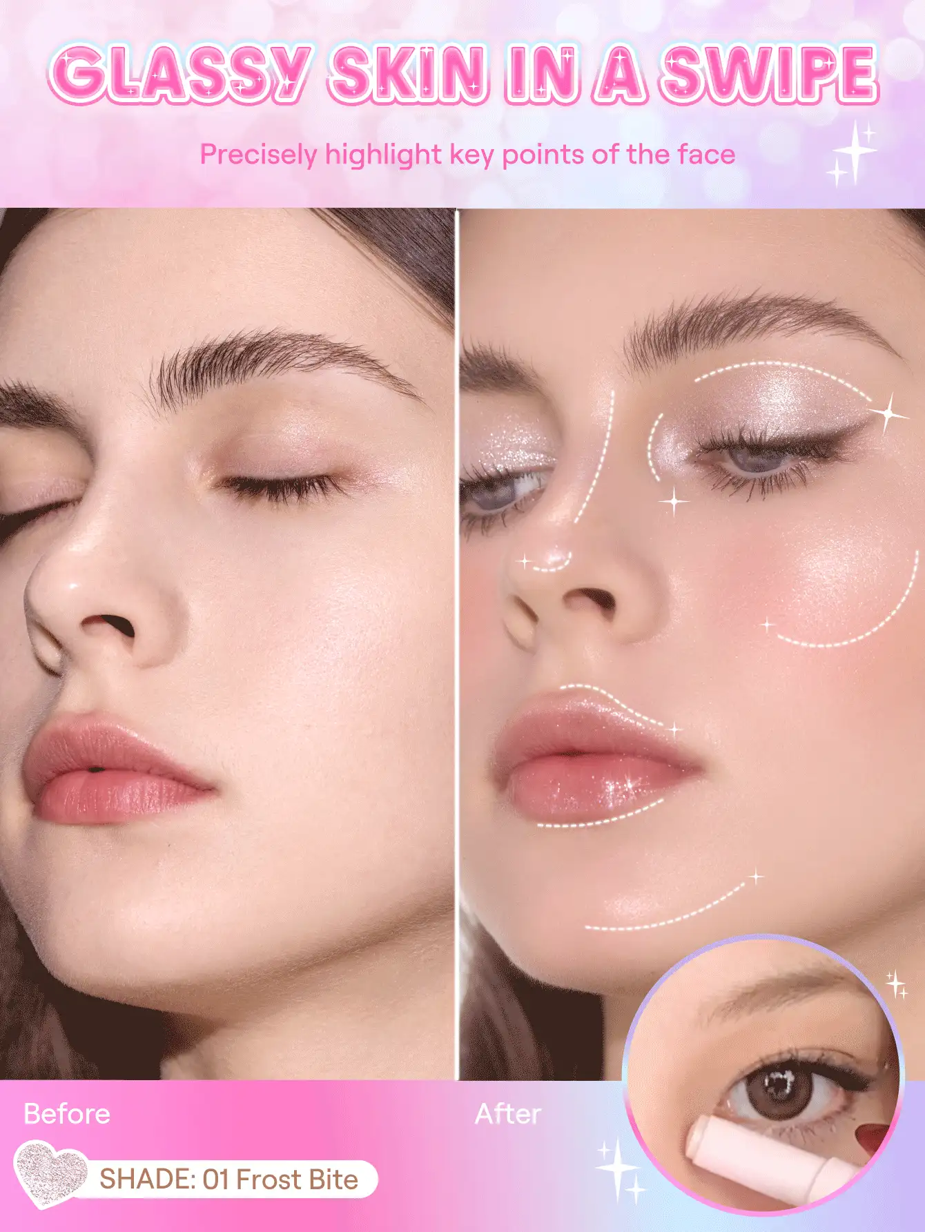  تصویر 2 : سایه استیکی ژله‌ای کریستال رنگ Frost Bite شیگلم Sheglam 