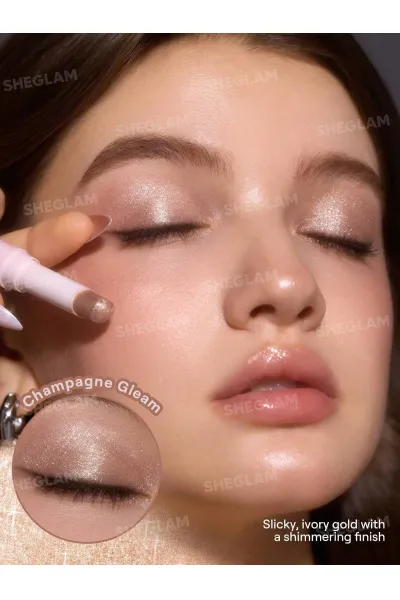  تصویر 1 : سایه استیکی ژله‌ای کریستال رنگ Champagne Gleam شیگلم Sheglam 