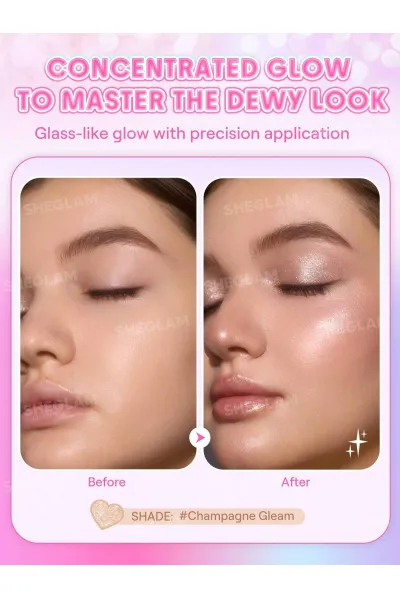  تصویر 3 : سایه استیکی ژله‌ای کریستال رنگ Champagne Gleam شیگلم Sheglam 