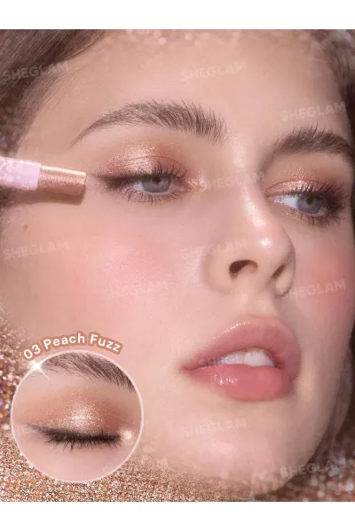  تصویر 1 : سایه استیکی ژله‌ای کریستال رنگ Peach Fuzz شیگلم Sheglam 