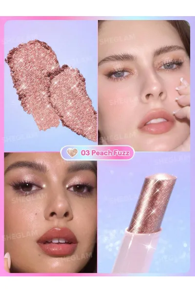  تصویر 4 : سایه استیکی ژله‌ای کریستال رنگ Peach Fuzz شیگلم Sheglam 