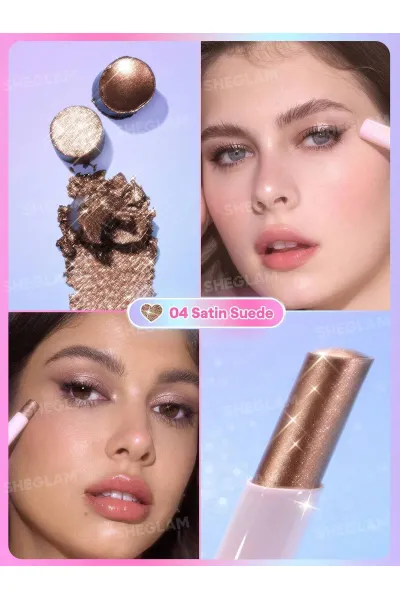 تصویر 4 : سایه استیکی ژله‌ای کریستال رنگ Satin Suede شیگلم Sheglam 