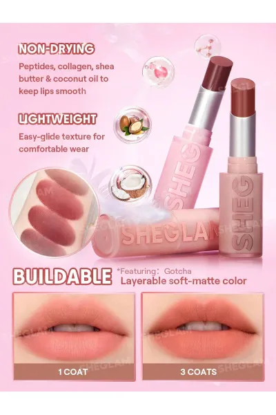  تصویر 3 : رژ لب کوشنی سبک مات و مخملی مدل Lip Veil Cushion رنگ Encore Energy شیگلم Sheglam 