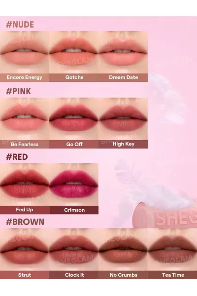  تصویر 4 : رژ لب کوشنی سبک مات و مخملی مدل Lip Veil Cushion رنگ Encore Energy شیگلم Sheglam 