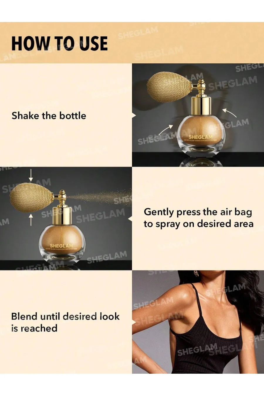 درباره اسپری هایلایتر و براق کننده بدن Go Go Glow رنگ طلایی Gold شیگلم Sheglam (Sheglam Go Go Glow Highlighting Body Mist-Gold) درباره اسپری هایلایتر و براق کننده بدن Go Go Glow رنگ طلایی Gold شیگلم Sheglam (Sheglam Go Go Glow Highlighting Body Mist-Gold)