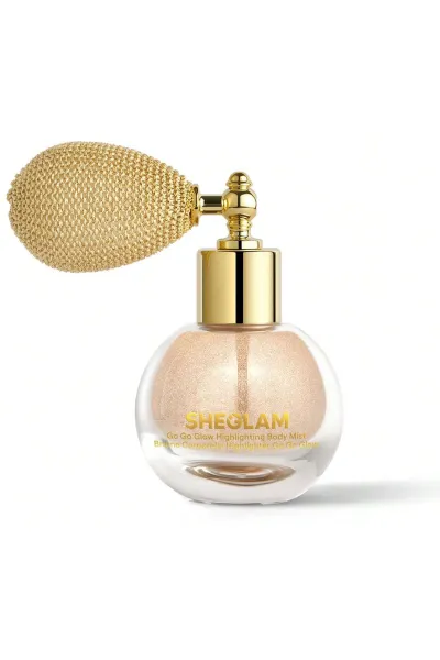 خرید و قیمت اسپری هایلایتر و براق کننده بدن Go Go Glow رنگ شامپاینی براق Champagne Shimmer Sheglam  شیگلم اصل