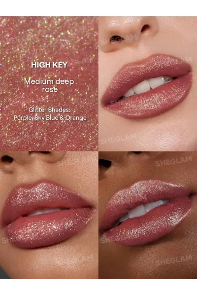  تصویر 1 : رژ لب مایع اکلیلی مدل Stardust Swipe Glitter Liquid Lipstick رنگ صورتی روشن درخشان (High Key) شیگلم Sheglam 