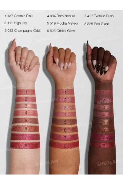  تصویر 6 : رژ لب مایع اکلیلی مدل Stardust Swipe Glitter Liquid Lipstick رنگ نود کهکشانی (Bare Nebula) شیگلم Sheglam 