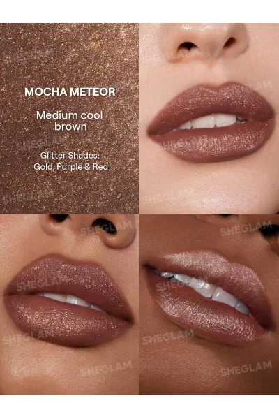  تصویر 1 : رژ لب مایع اکلیلی مدل Stardust Swipe Glitter Liquid Lipstick رنگ موکای شهابی (Mocha Meteor) شیگلم Sheglam 