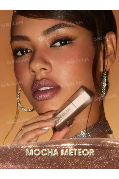  تصویر 4 : رژ لب مایع اکلیلی مدل Stardust Swipe Glitter Liquid Lipstick رنگ موکای شهابی (Mocha Meteor) شیگلم Sheglam 