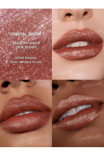  تصویر 1 : رژ لب مایع اکلیلی مدل Stardust Swipe Glitter Liquid Lipstick رنگ موکای رزگلد (Orbital Glow) شیگلم Sheglam 