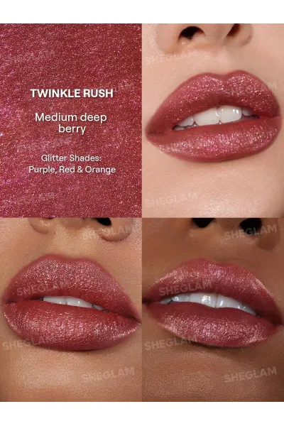  تصویر 1 : رژ لب مایع اکلیلی مدل Stardust Swipe Glitter Liquid Lipstick رنگ بری درخشان (Twinkle Rush) شیگلم Sheglam 