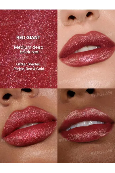  تصویر 1 : رژ لب مایع اکلیلی مدل Stardust Swipe Glitter Liquid Lipstick رنگ قرمز آجری درخشان (Red Giant) شیگلم Sheglam 