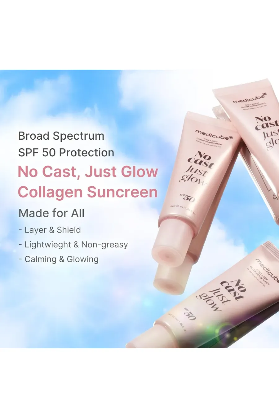 خرید ضد آفتاب کلاژن گلو بدون رد سفید SPF 50 مدی کیوب Medicube اصل و اورجینال از نازجان خرید ضد آفتاب کلاژن گلو بدون رد سفید SPF 50 مدی کیوب Medicube اصل و اورجینال از نازجان