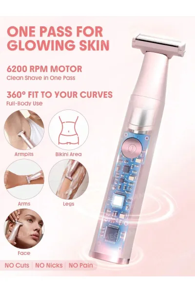  تصویر 3 : ماشین اصلاح بانوان تک‌تیغه برقی Smooth Moves اصلاح دقیق و روان مو صورت و بدن شیگلم Sheglam 