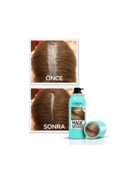  تصویر 2 : اسپری فوری پوشاننده سفیدی مو رنگ Light Brown قهوه‌ای روشن لورال پاریس L'Oreal Paris 