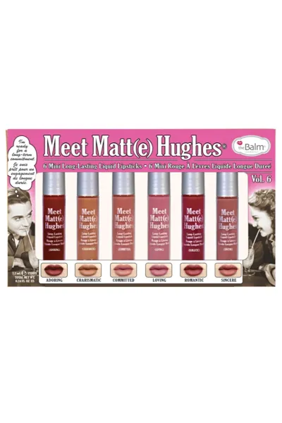 خرید و قیمت ست ۶ عددی رژلب مایع مات Hughes رنگ Nude نود و قهوه‌ای روشن The balm  دبالم اصل