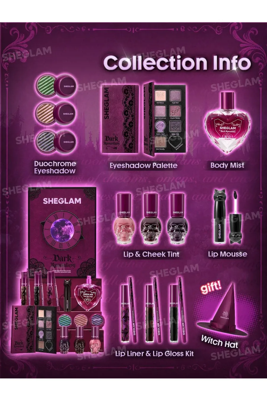 جمعبندی ست کالکشن دارک رمانتسی شیگلم SHEGLAM Dark Romantasy Collection جمعبندی ست کالکشن دارک رمانتسی شیگلم SHEGLAM Dark Romantasy Collection