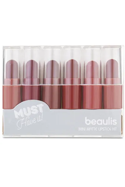 خرید و قیمت کیت مینی رژ لب مات 227 Favourites رنگ قهوه‌ای روشن و جذاب Beaulis  بیولیس اصل