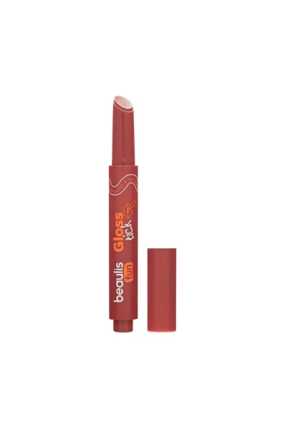  تصویر 2 : برق لب استیکی شماره ۱۱۴ Nude Glow قهوه‌ای روشن و براق بیولیس Beaulis 