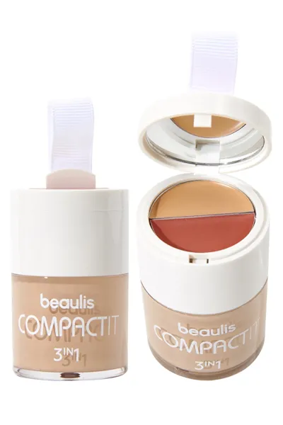 خرید و قیمت کرم‌پودر رژگونه و کانسیلر کامپکت 115 Natural Beige قهوه‌ای روشن Beaulis  بیولیس اصل