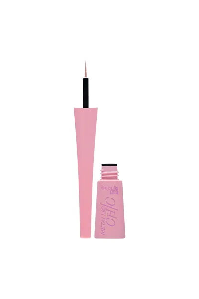  تصویر 1 : خط چشم مایع متالیک 605 Pink Sparkle صورتی درخشان با جلوه براق بیولیس Beaulis 