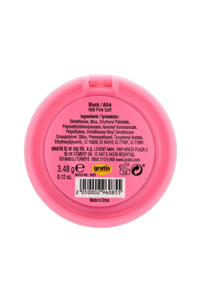 تصویر 4 : رژگونه 668 Pink Soft صورتی ملایم با جلوه طبیعی و یکدست بیولیس Beaulis 
