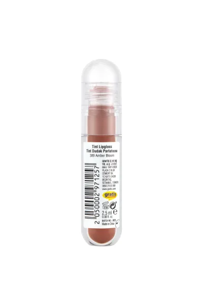  تصویر 3 : تینت لب و برق لب رنگ 389 Amber Bloom قهوه ای روشن با جلوه براق بیولیس Beaulis 