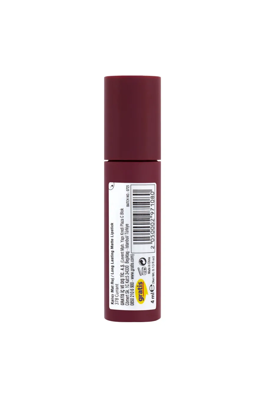 فرمولاسیون و ترکیبات شاخص رژ لب مات بادوام رنگ 378 Currant قرمز توتی با ماندگاری رژ لب مات بادوام رنگ 378 Currant قرمز توتی با ماندگاری بالا بیولیس Beaulis