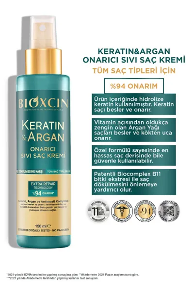  تصویر 2 : اسپری ۲ فاز نرم کننده کراتین و آرگان مو بیوکسین BIOXCIN 