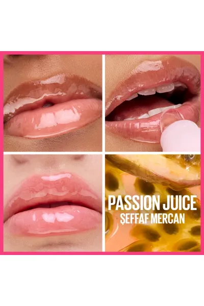  تصویر 3 : لیپ گلاس آبرسان و فوق‌العاده براق 003 Passion Juice صورتی توتی میبلین نیویورک Maybelline New York 