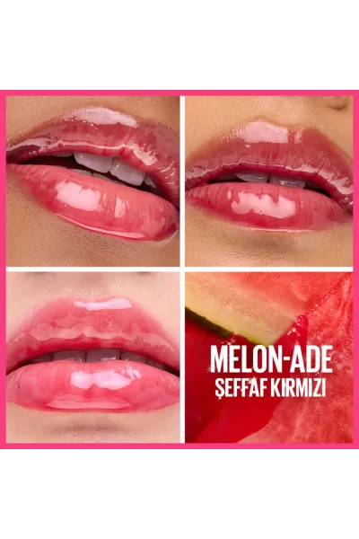  تصویر 3 : لیپ گلاس آبرسان و فوق‌العاده براق 005 Melon Ade رنگ هلویی میبلین نیویورک Maybelline New York 