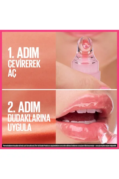  تصویر 8 : لیپ گلاس آبرسان و فوق‌العاده براق 006 Strawberry Shake صورتی توت‌فرنگی میبلین نیویورک Maybelline New York 