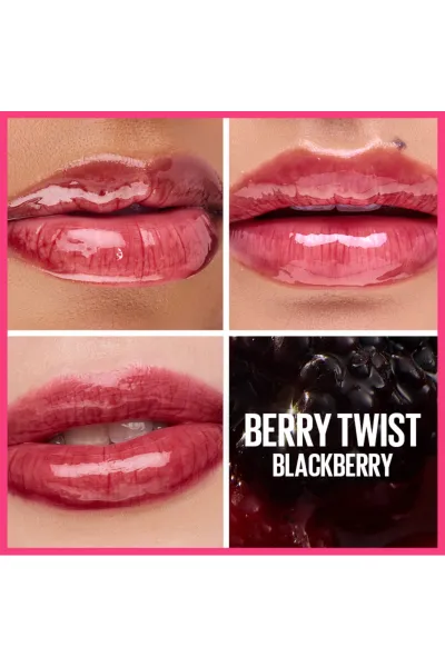  تصویر 3 : لیپ گلاس مرطوب‌کننده و فوق‌العاده براق 008 Berry Twist رنگ توتی میبلین نیویورک Maybelline New York 
