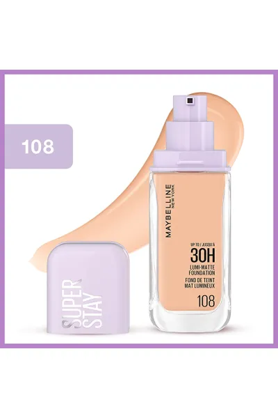  تصویر 1 : کرم پودر لدمی مات با پوشش ماندگار 108 Light Beige قهوه‌ای روشن میبلین نیویورک Maybelline New York 