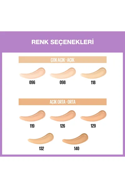  تصویر 4 : کرم پودر لومی مات رنگ ۱۳۲ بژ روشن با پوشش مات میبلین نیویورک Maybelline New York 