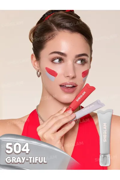  تصویر 4 : رژگونه مات مایع 504 Gray Tiful رنگ خاکستری ملایم با جلوه طبیعی شیگلم Sheglam 