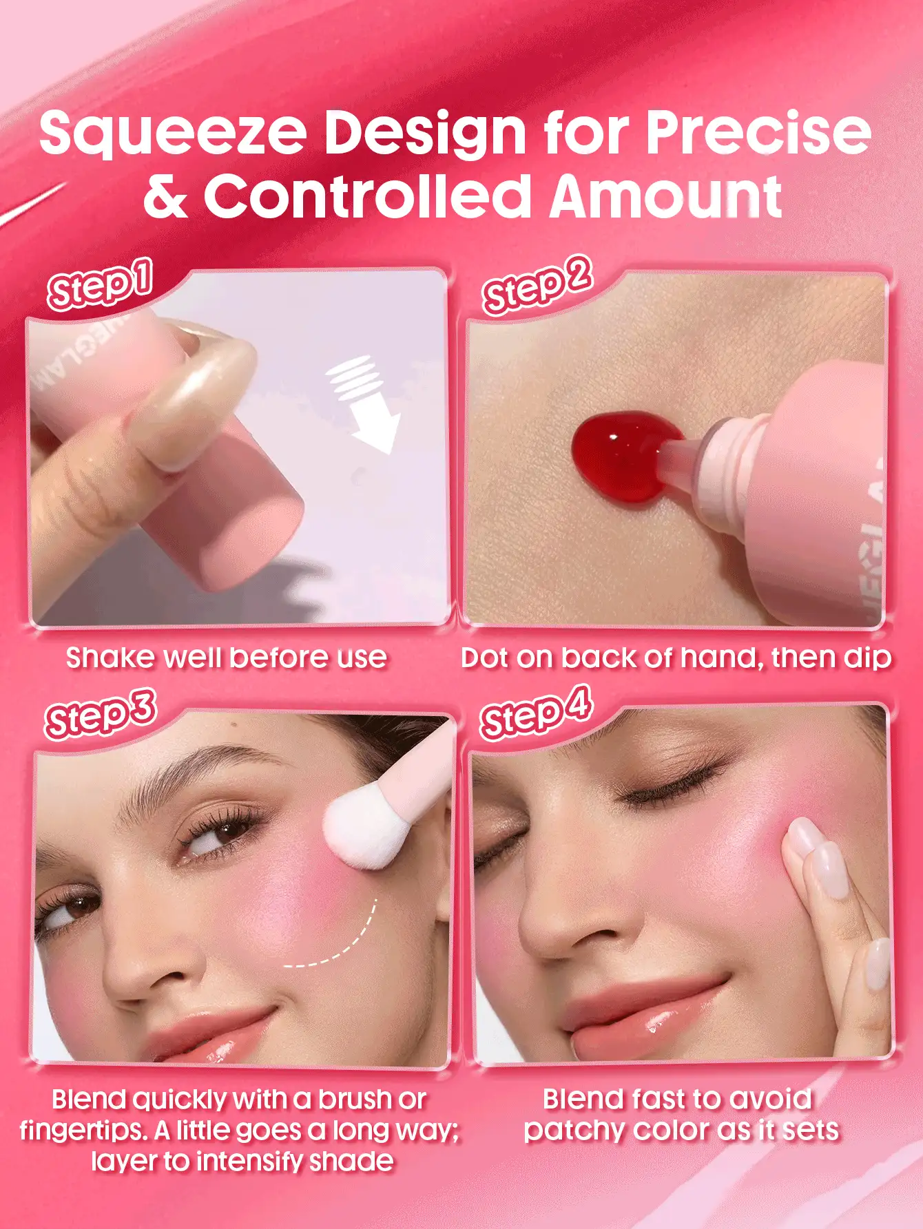  تصویر 2 : رژگونه ژلی مدل Candy Juice رنگ صورتی آبنباتی با جلوه طبیعی شیگلم Sheglam 
