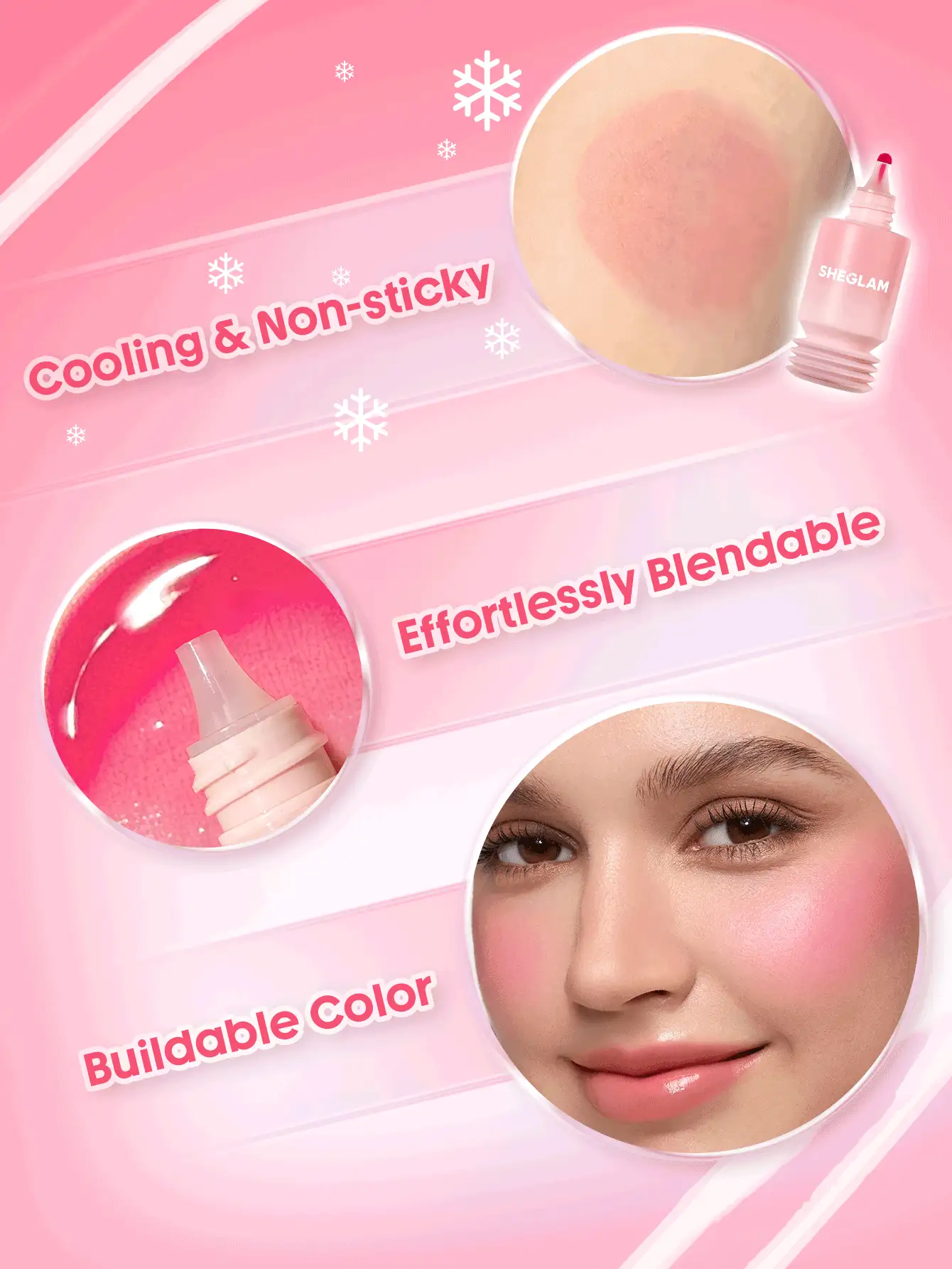  تصویر 3 : رژگونه ژلی مدل Candy Juice رنگ صورتی آبنباتی با جلوه طبیعی شیگلم Sheglam 