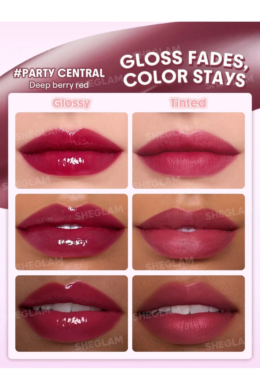 مزایای استفاده از تینت لب براق رنگ 418 Party Central قهوهای روشن با جلوه شیشهای شیگلم Sheglam مزایای استفاده از تینت لب براق رنگ 418 Party Central قهوهای روشن با جلوه شیشهای شیگلم Sheglam