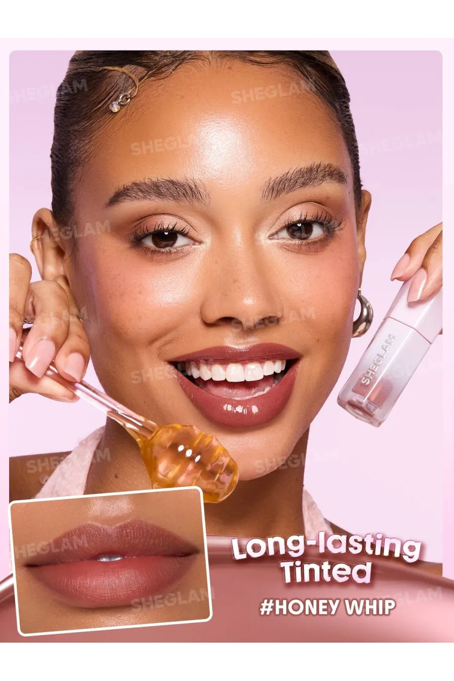 درباره تینت لب براق و ماندگار در رنگ 528 Honey Whip قهوه‌ای روشن شیگلم Sheglam