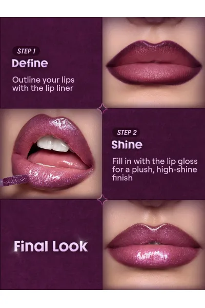  تصویر 3 : کیت خط لب و برق لب Dark Romantasy Plum Noir با رنگ آلویی تیره شیگلم Sheglam 