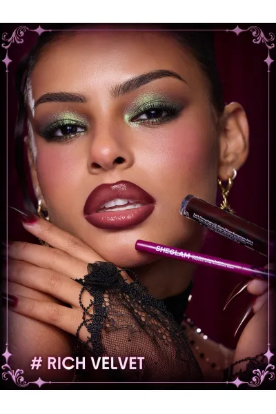  تصویر 1 : کیت خط لب و برق لب Dark Romantasy Rich Velvet با رنگ قهوه‌ای مخملی شیگلم Sheglam 