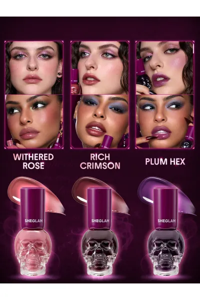  تصویر 3 : تینت لب و گونه Dark Romantasy Plum Hex با رنگ آلویی تیره شیگلم Sheglam 